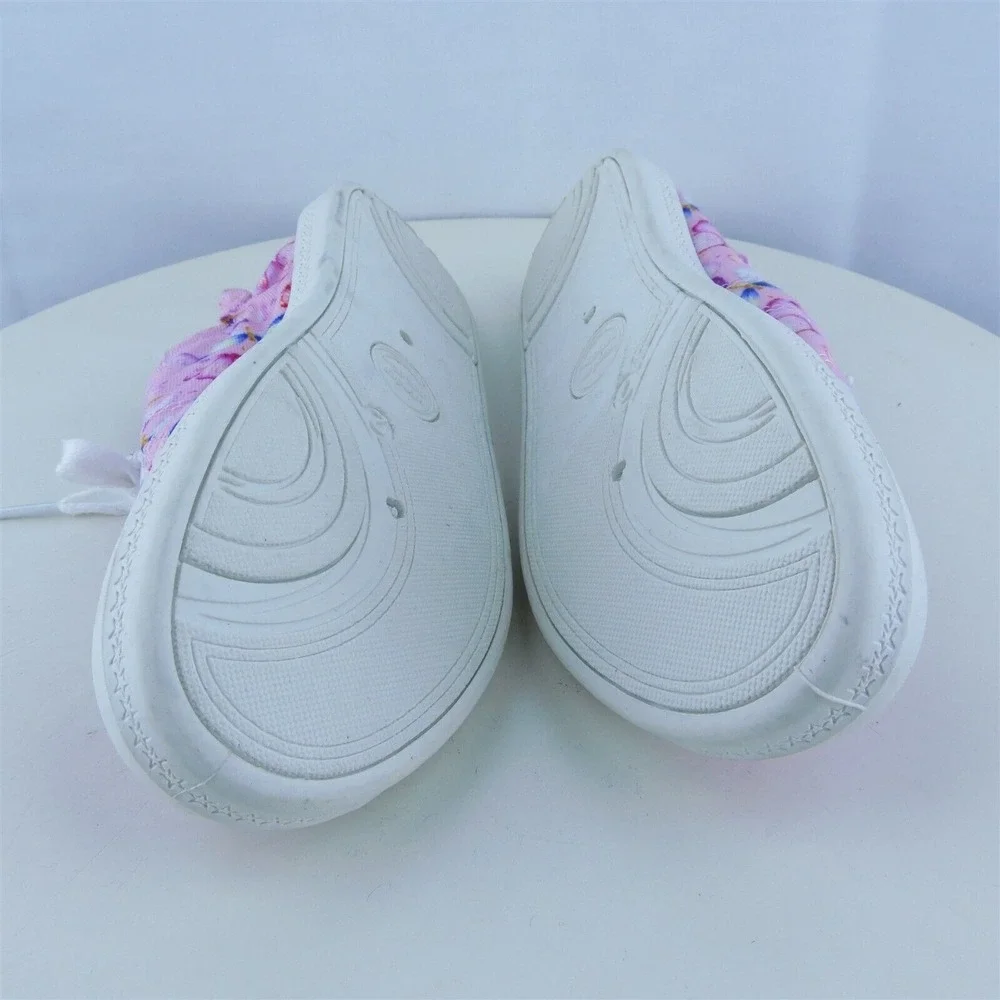 Wonder Nation Youth Girls Sneaker Shoes Pink Fabric Lace‎ Up Size 2 Medium